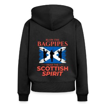 Bagpipe Player Instrument Scottish Scotland Flag - Women's Premium Organic Zip Hoodie - black - Back - Julia (174cm)