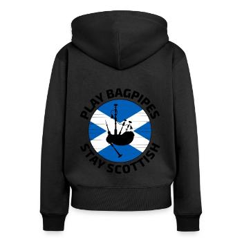 Bagpipe Player Instrument Scottish Scotland Flag - Women's Premium Organic Zip Hoodie - black - Back - Julia (174cm)