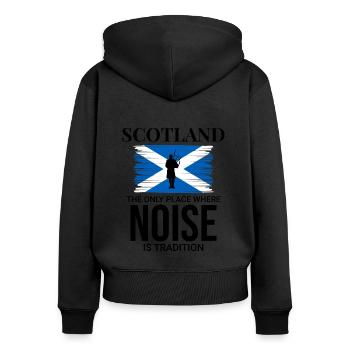 Bagpipe Player Instrument Scottish Scotland Flag - Women's Premium Organic Zip Hoodie - black - Back - Julia (174cm)