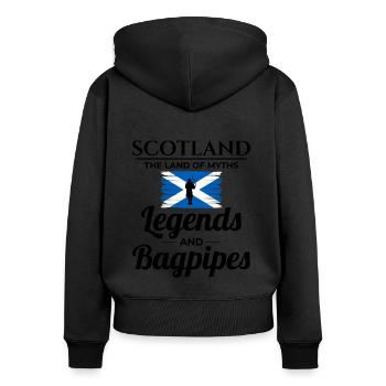 Bagpipe Player Instrument Scottish Scotland Flag - Women's Premium Organic Zip Hoodie - black - Back - Julia (174cm)