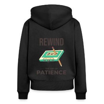 Kassette Tape Zurückspulen 80er Nostalgie Retro 1980er Jahre - Frauen Premium Bio Zip Hoodie - Schwarz - Hinten - Julia (174cm)