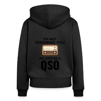 Amateur Ham Radio Operator Radio Waves Frequency - Women's Premium Organic Zip Hoodie - black - Back - Julia (174cm)