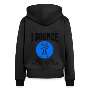 Amateur Ham Radio Operator Radio Waves Frequency - Women's Premium Organic Zip Hoodie - black - Back - Julia (174cm)