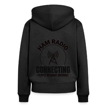 Amateur Ham Radio Operator Radio Waves Frequency - Women's Premium Organic Zip Hoodie - black - Back - Julia (174cm)
