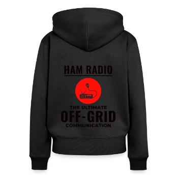 Amateur Ham Radio Operator Radio Waves Frequency - Women's Premium Organic Zip Hoodie - black - Back - Julia (174cm)
