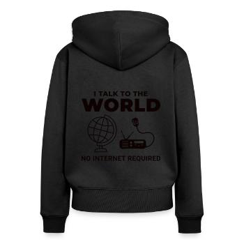 Amateur Ham Radio Operator Radio Waves Frequency - Women's Premium Organic Zip Hoodie - black - Back - Julia (174cm)