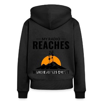 Amateur Ham Radio Operator Radio Waves Frequency - Women's Premium Organic Zip Hoodie - black - Back - Julia (174cm)