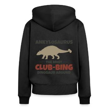 Ankylosaurus Dinosaure Dino Fossile Club de chasse - Sweat à capuche zippé Premium bio Femme - noir - Dos - Julia (174cm)