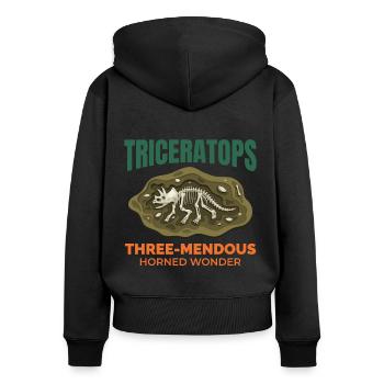 Triceratops Dinosaurier Dino Paläontologie Fossil - Frauen Premium Bio Zip Hoodie - Schwarz - Hinten - Julia (174cm)