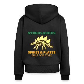 Stegosaurus Dinosaur Dino Fossil Hunting Hunter - Women's Premium Organic Zip Hoodie - black - Back - Julia (174cm)