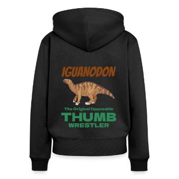 Iguanodon Dinosaurier Dino Paläontologe Fossil - Frauen Premium Bio Zip Hoodie - Schwarz - Hinten - Julia (174cm)