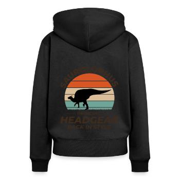Fossile de dinosaure dino de dinosaure Saurolophus - Sweat à capuche zippé Premium bio Femme - noir - Dos - Julia (174cm)