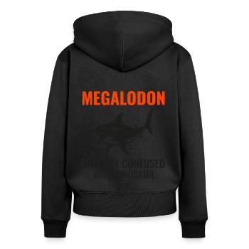 Megalodon dinosaure dinosaure paléontologue poisson fossile - Sweat à capuche zippé Premium bio Femme - noir - Dos - Julia (174cm)