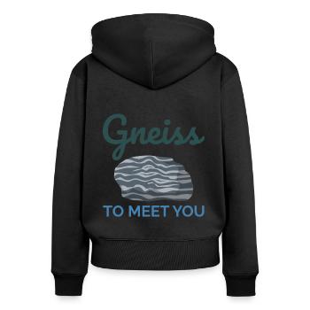 Gneiss Crystal Mineral Collecting Rock Hunting - Women's Premium Organic Zip Hoodie - black - Back - Julia (174cm)