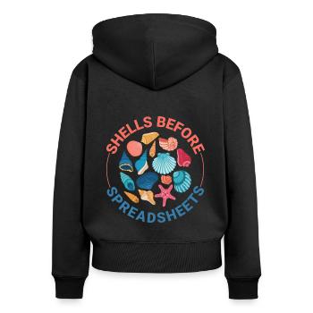 Seashells Collector Beachcomber Sea Shell - Women's Premium Organic Zip Hoodie - black - Back - Julia (174cm)