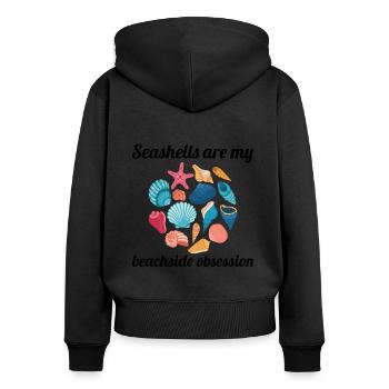 Seashells Collector Beachcomber Sea Shell Ocean - Women's Premium Organic Zip Hoodie - black - Back - Julia (174cm)