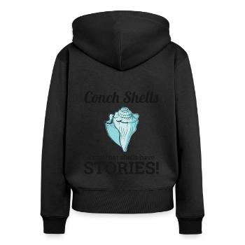 Conch Seashells Collector Beachcomber Sea Shell - Women's Premium Organic Zip Hoodie - black - Back - Julia (174cm)