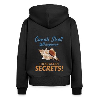 Conch Seashells Collector Beachcomber Sea Shell - Women's Premium Organic Zip Hoodie - black - Back - Julia (174cm)