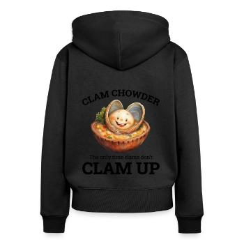 Muschelsuppe Schalentiere urkomische Meeresfrüchtesuppe - Frauen Premium Bio Zip Hoodie - Schwarz - Hinten - Julia (174cm)
