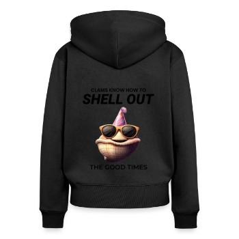 Muschelschalen Sammler Beachcomber Beach - Frauen Premium Bio Zip Hoodie - Schwarz - Hinten - Julia (174cm)