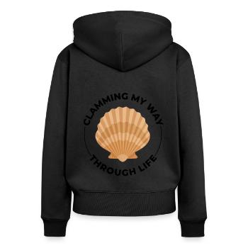 Muschelschalen Sammler Beachcomber Beach - Frauen Premium Bio Zip Hoodie - Schwarz - Hinten - Julia (174cm)
