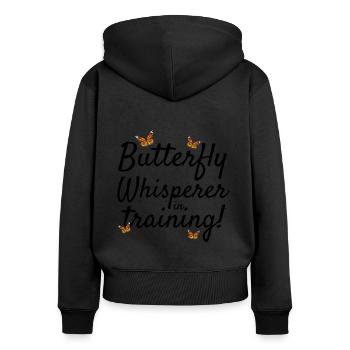 Schmetterlinge, Schmetterlinge, Insektensammler, Entomologie - Frauen Premium Bio Zip Hoodie - Schwarz - Hinten - Julia (174cm)