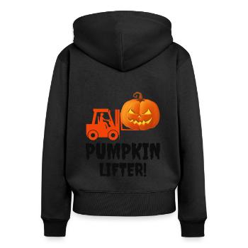 Halloween Forklift Operator Pumpkin Lifter - Women's Premium Organic Zip Hoodie - black - Back - Julia (174cm)