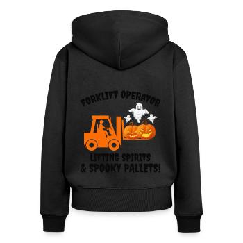 Halloween Ghost Forklift Operator Pumpkin Lifter - Women's Premium Organic Zip Hoodie - black - Back - Julia (174cm)