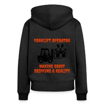 Halloween Ghosts Forklift Operator Heavy Equipment - Women's Premium Organic Zip Hoodie - black - Back - Julia (174cm)