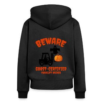 Halloween Ghost Forklift Operator Heavy Equipment - Women's Premium Organic Zip Hoodie - black - Back - Julia (174cm)