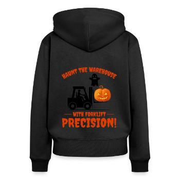 Halloween Ghost Forklift Operator Pumpkin Funny - Women's Premium Organic Zip Hoodie - black - Back - Julia (174cm)