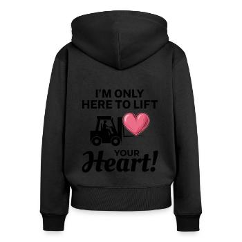 Gabelstaplerfahrer Fahrer Valentinstag Lustig - Frauen Premium Bio Zip Hoodie - Schwarz - Hinten - Julia (174cm)