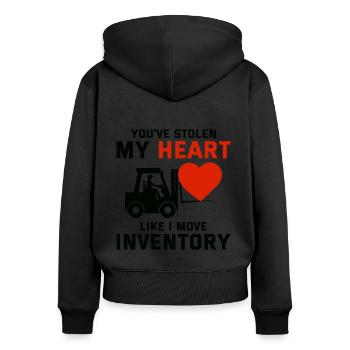 Gabelstaplerfahrer Fahrer Valentinstag Lustig - Frauen Premium Bio Zip Hoodie - Schwarz - Hinten - Julia (174cm)
