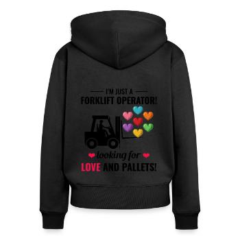 Gabelstaplerfahrer Fahrer Valentinstag Lustig - Frauen Premium Bio Zip Hoodie - Schwarz - Hinten - Julia (174cm)