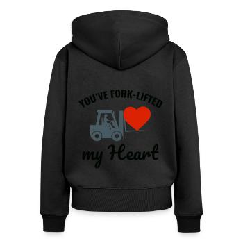 Gabelstaplerfahrer Fahrer Valentinstag Lustig - Frauen Premium Bio Zip Hoodie - Schwarz - Hinten - Julia (174cm)