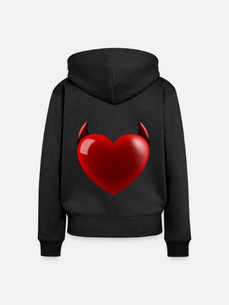 Herz Teufel - Frauen Premium Bio Zip Hoodie - Schwarz