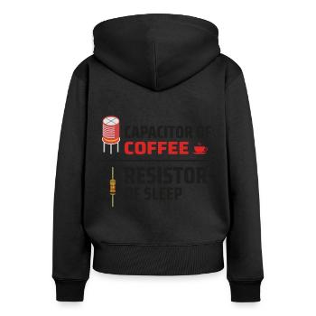 Elektriker: Kondensator des Kaffees, Widerstand - Frauen Premium Bio Zip Hoodie - Schwarz - Hinten - Julia (174cm)