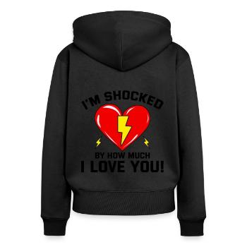 Elektriker Valentine: Schockiert davon, wie sehr ich liebe - Frauen Premium Bio Zip Hoodie - Schwarz - Hinten - Julia (174cm)