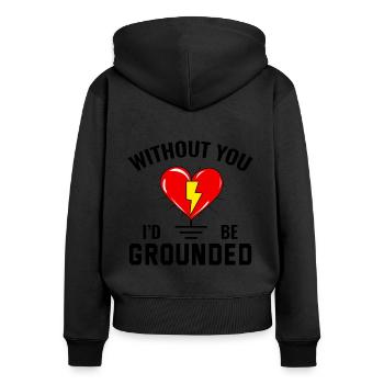 Elektriker Valentine: Ohne dich wäre ich geerdet - Frauen Premium Bio Zip Hoodie - Schwarz - Hinten - Julia (174cm)