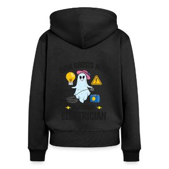 Électricien agréé Halloween Ghost Drôle - Sweat à capuche zippé Premium bio Femme - noir - Dos - Julia (174cm)