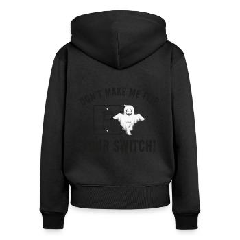 Électricien Halloween Switch Humour Voltage Spooky - Sweat à capuche zippé Premium bio Femme - noir - Dos - Julia (174cm)