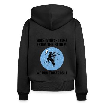 Lineman Storm Brave Dedicated Hero Power Grid - Women's Premium Organic Zip Hoodie - black - Back - Julia (174cm)