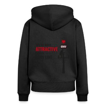 Lineman Valentine 69kV Line Attraction Humor Love - Women's Premium Organic Zip Hoodie - black - Back - Julia (174cm)