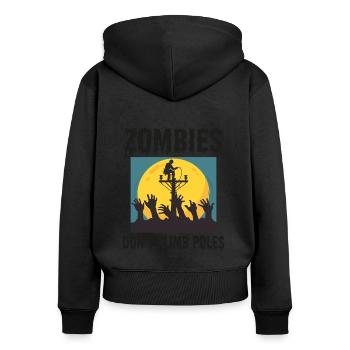 Lineman Halloween Zombie Climbing Power Pole - Women's Premium Organic Zip Hoodie - black - Back - Julia (174cm)