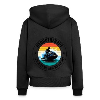 Jetski Hydrotherapie Ozean Abenteuer Wassersport - Frauen Premium Bio Zip Hoodie - Schwarz - Hinten - Julia (174cm)