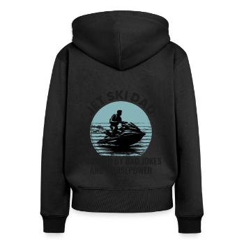 Jetski Dad – Angetrieben von schlechten Witzen und Pferdestärken - Frauen Premium Bio Zip Hoodie - Schwarz - Hinten - Julia (174cm)
