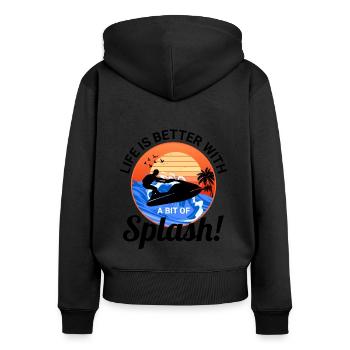 La vie est meilleure avec un peu de jet ski splash - Sweat à capuche zippé Premium bio Femme - noir - Dos - Julia (174cm)