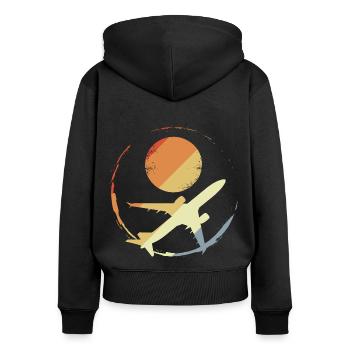 Oldschool Airplane - Women's Premium Organic Zip Hoodie - black - Back - Julia (174cm)