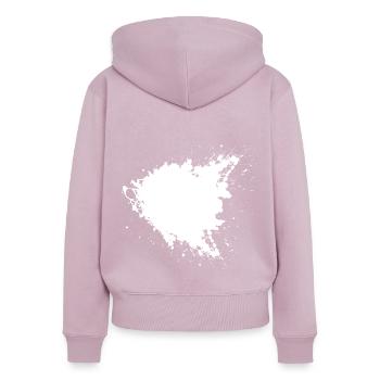 Grande tache de couleur noire - Sweat à capuche zippé Premium bio Femme - rose poudré - Dos - Julia (174cm)
