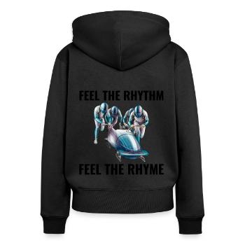 Bob Bobfahren Bobfahren Wintersport - Frauen Premium Bio Zip Hoodie - Schwarz - Hinten - Julia (174cm)
